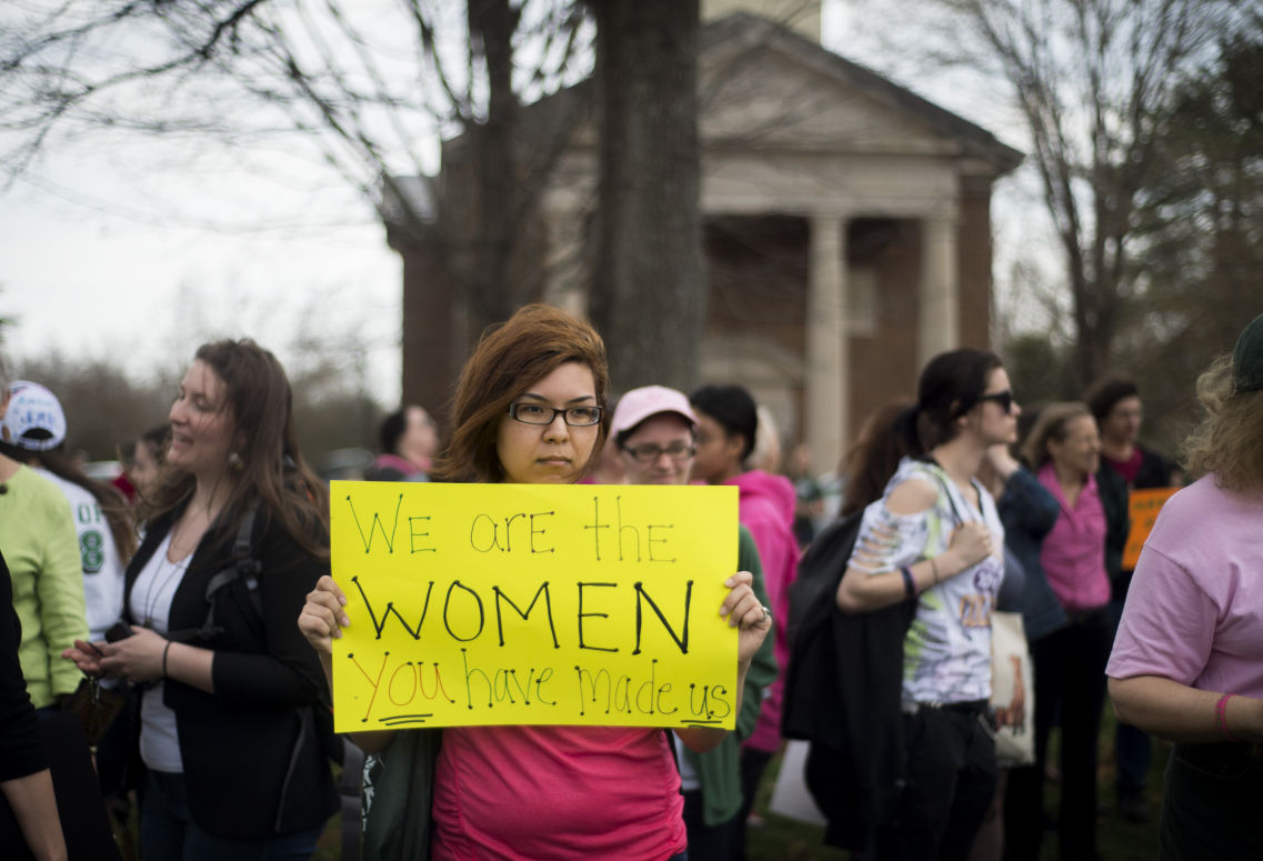 Sweet Briar College students, staff protest school's closure outside president's house